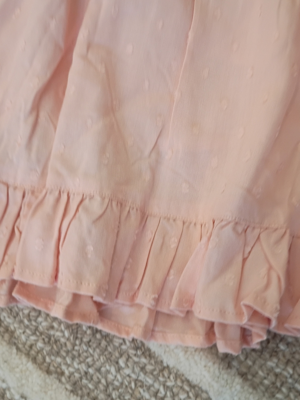 Angie Peach Pink Midi Tiered Ruffle Bojo Dress Short Flare Sleeves Size Large - Picture 7 of 9